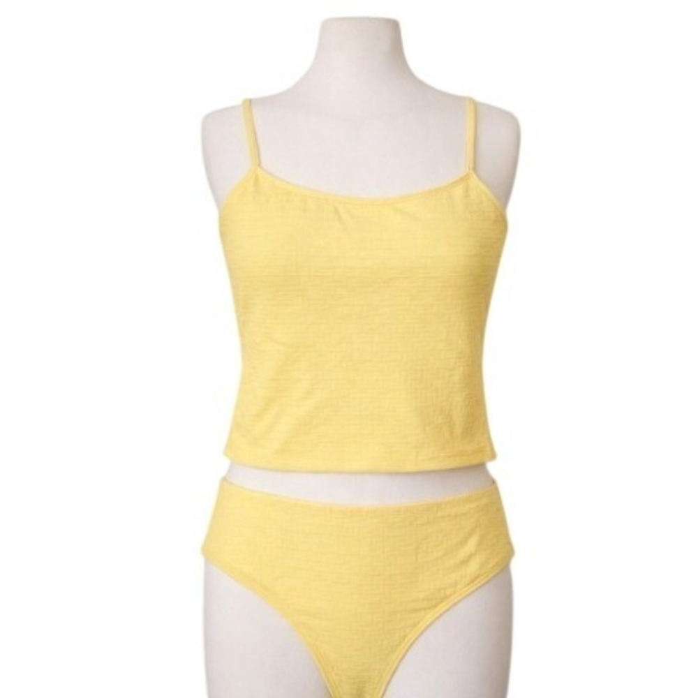 Sessa Bella Butter Yellow 2 Pc Camisole Tank High Waist Bikini Tankini 6